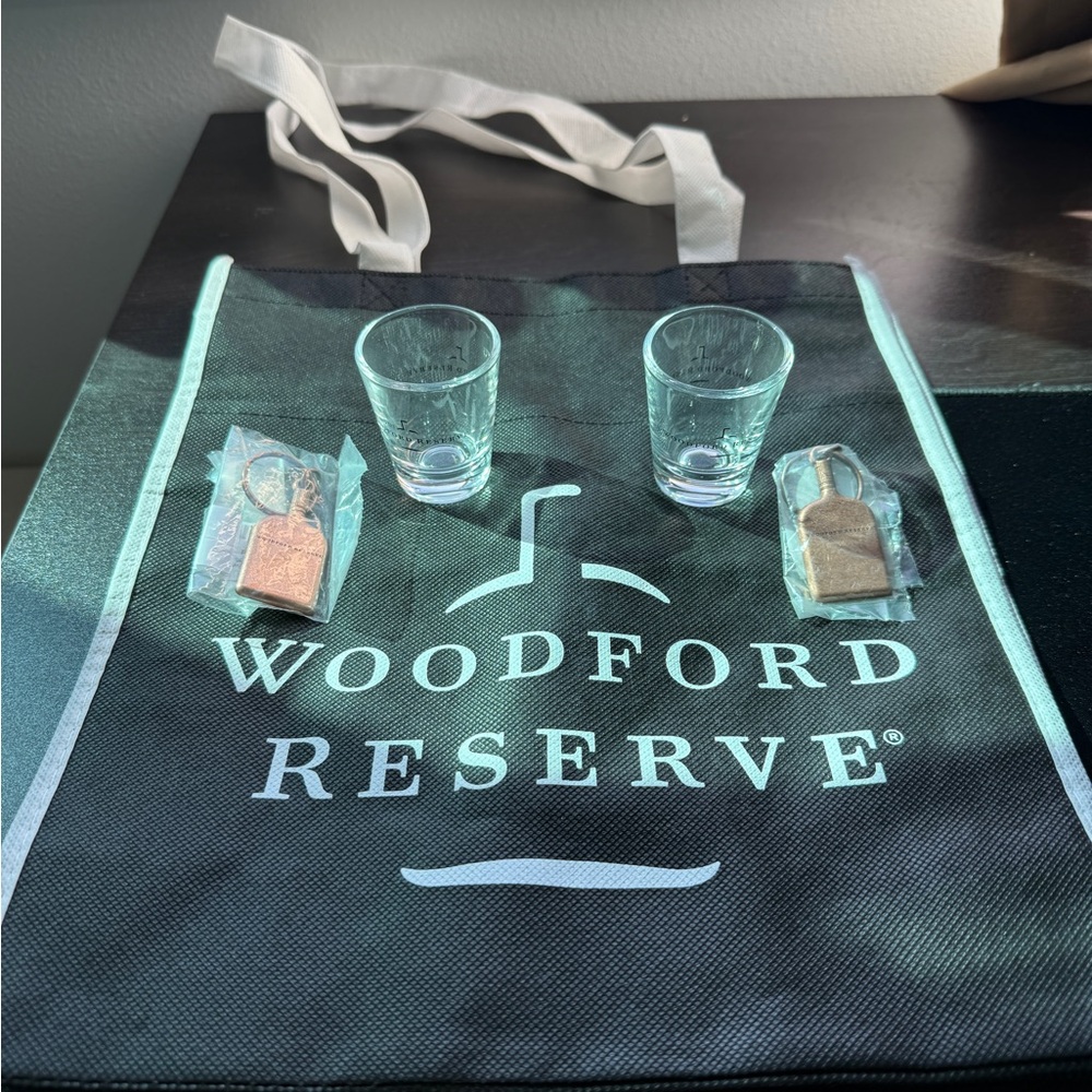 Woodford Reserve Tote with Shot Glasses & Keychains